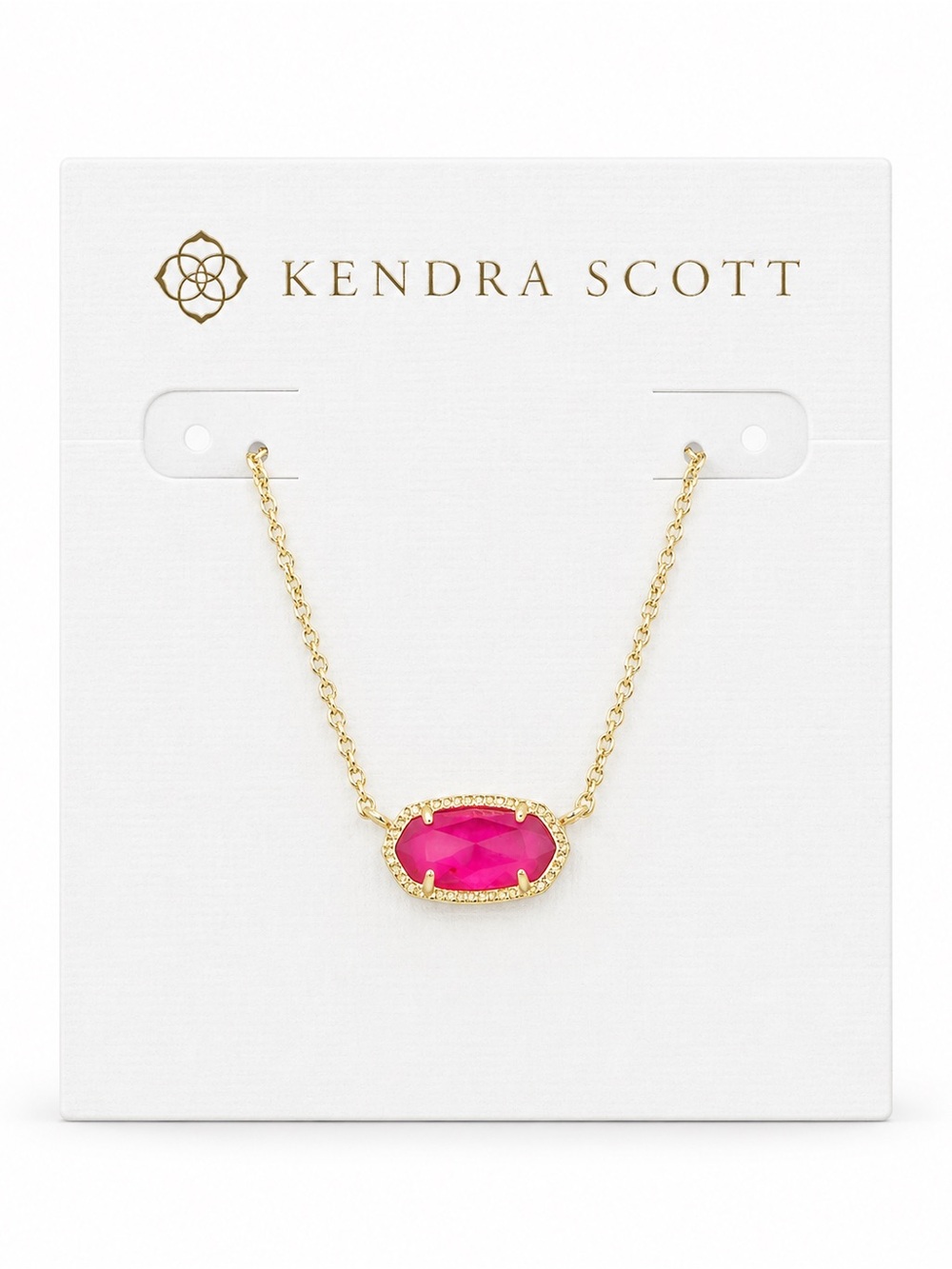 Kendra Scott Elisa Gold Pendant Necklace in Azalea Illusion Hot Pink Stone